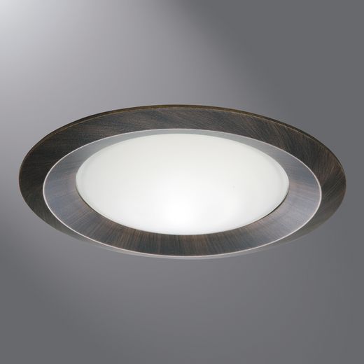 Halo Recessed Lighting Trim, 6" Frost Dome Glass Lens, Plastic Self Flange Ring, Showerlight - Tuscan Bronze