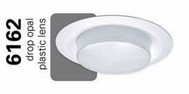 Halo Recessed Lighting Trim, 6" Drop Opal Plastic Lens, Reflector, Plastic Trim, Showerlight - White