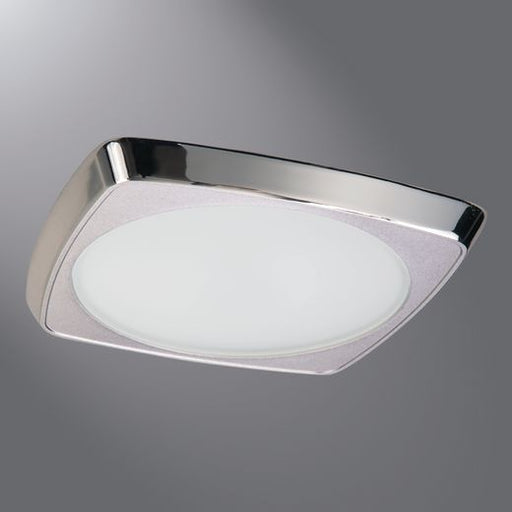 Halo Recessed Lighting Trim, 6" Squircle Frost Glass Lens, Metal Ring, Showerlight - Polished Nickel