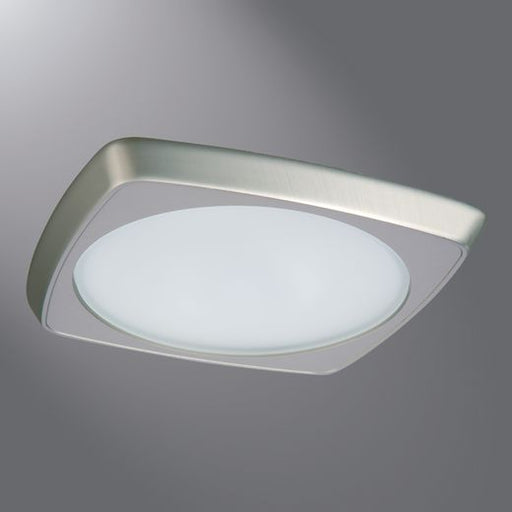 Halo Recessed Lighting Trim, 6" Squircle Frost Glass Lens, Metal Ring, Showerlight - Satin Nickel