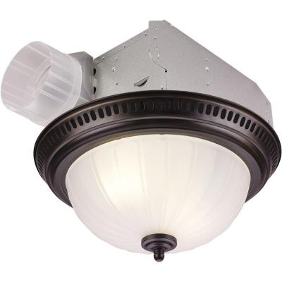 Nutone Bathroom Fan, 70 CFM for 4" Ducts w/A19 Light (Not Included) & Frosted Glass - White