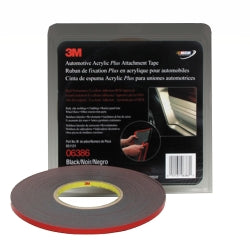 3m 06386 Automotive Acrylic Plus Attachment Tape, Black, 1/4"" X 20 Yds.