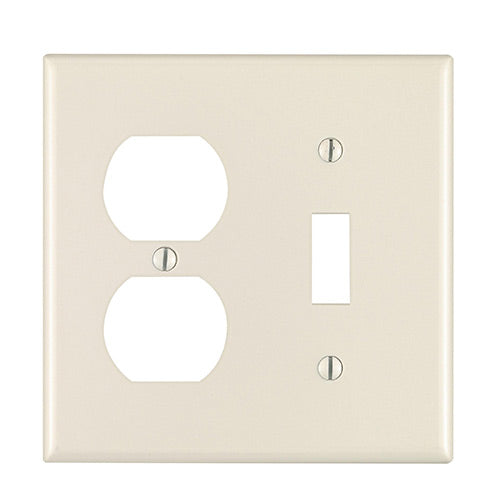Leviton Electrical Wall Plate, Combination, 1-Toggle & 1-Duplex, 2-Gang - Light Almond
