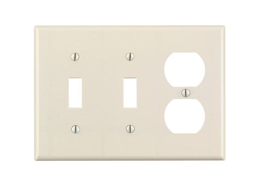 Leviton Electrical Wall Plate, Combination, 1-Duplex & 2-Toggle, 3-Gang - Light Almond
