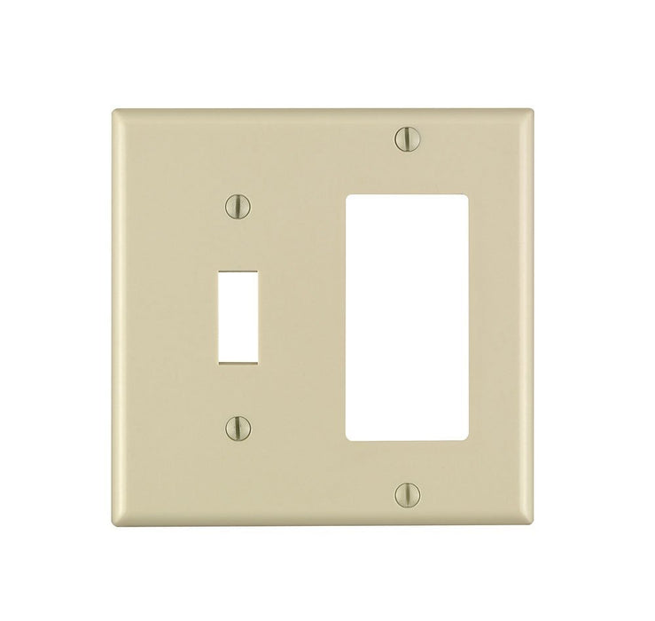 Leviton Electrical Wall Plate, Combination, 1 Decora and 1 Toggle Switch,  2-Gang - Ivory