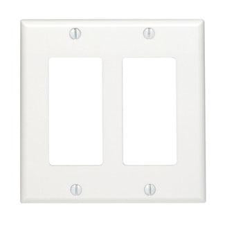 Leviton Decora/GFCI Wall Plate, 2-Gang, Nylon, Light Almond, Standard     