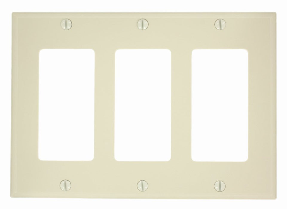 Leviton Decora/GFCI Wall Plate, 3-Gang, Nylon, Ivory, Standard      