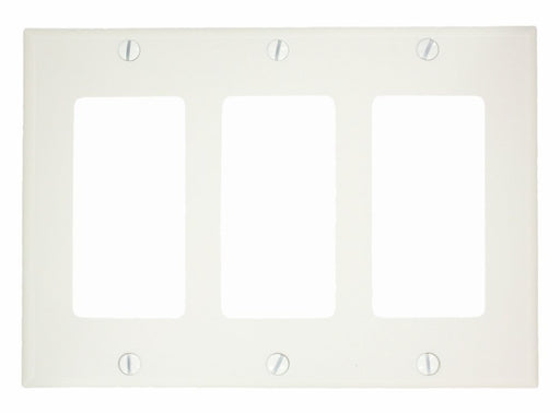 Leviton Decora/GFCI Wall Plate, 3-Gang, Nylon, White, Standard      
