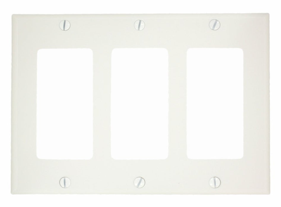 Leviton Decora/GFCI Wall Plate, 3-Gang, Nylon, White, Standard      