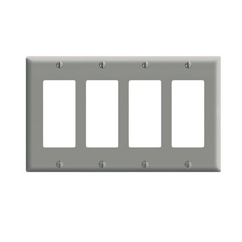 Leviton Electrical Wall Plate, Decora, 4-Gang - Gray