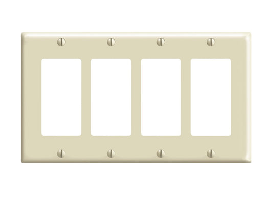 Leviton Electrical Wall Plate, Decora, 4-Gang - Ivory