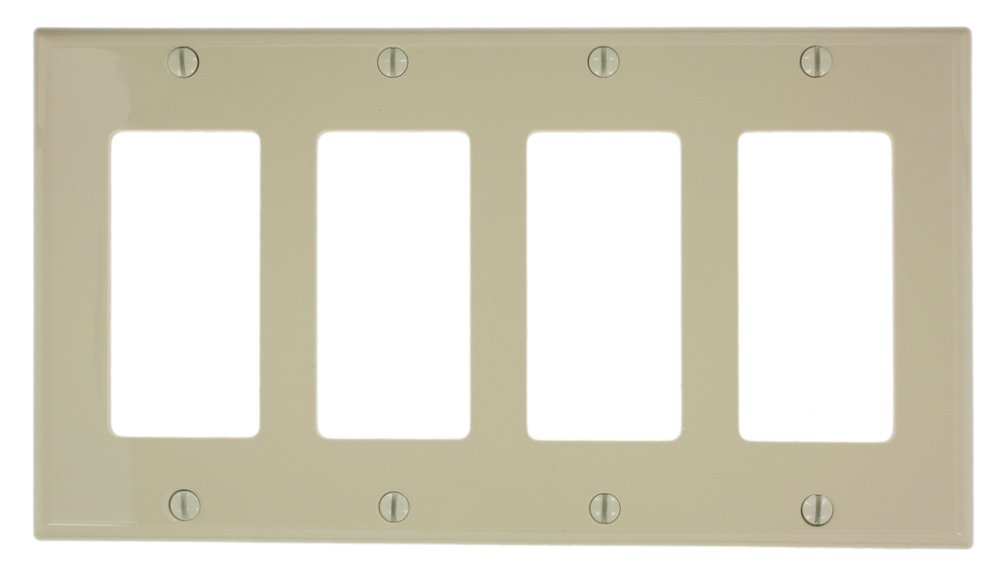 Leviton Decora/GFCI Wall Plate, 4-Gang, Nylon, Ivory, Standard      