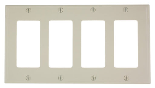 Leviton Decora/GFCI Wall Plate, 4-Gang, Nylon, Light Almond, Standard     