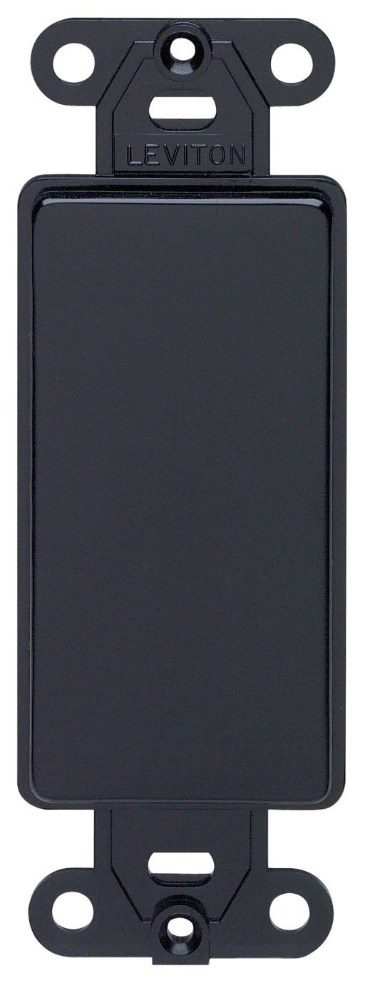 Leviton Blank Decora Adapter, No Hole, Plastic, Black     