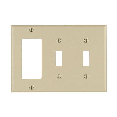Leviton Electrical Wall Plate, Combination, 2-Toggle Switch & 1-Decora, 3-Gang - Ivory