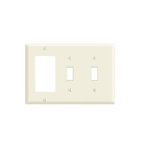 Leviton Comb Wall Plate, 3-Gang, -2 Toggle, -1 Decora, Thermoset, Lt Almond  