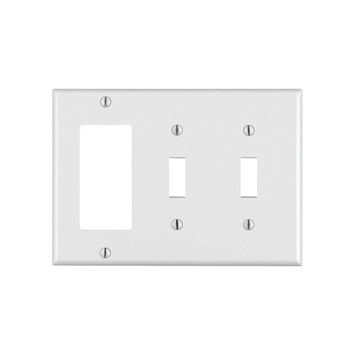 Leviton Electrical Wall Plate, Combination, 2-Toggle Switch & 1-Decora, 3-Gang - White
