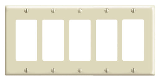 Leviton Electrical Wall Plate, Decora, 5-Gang - Ivory