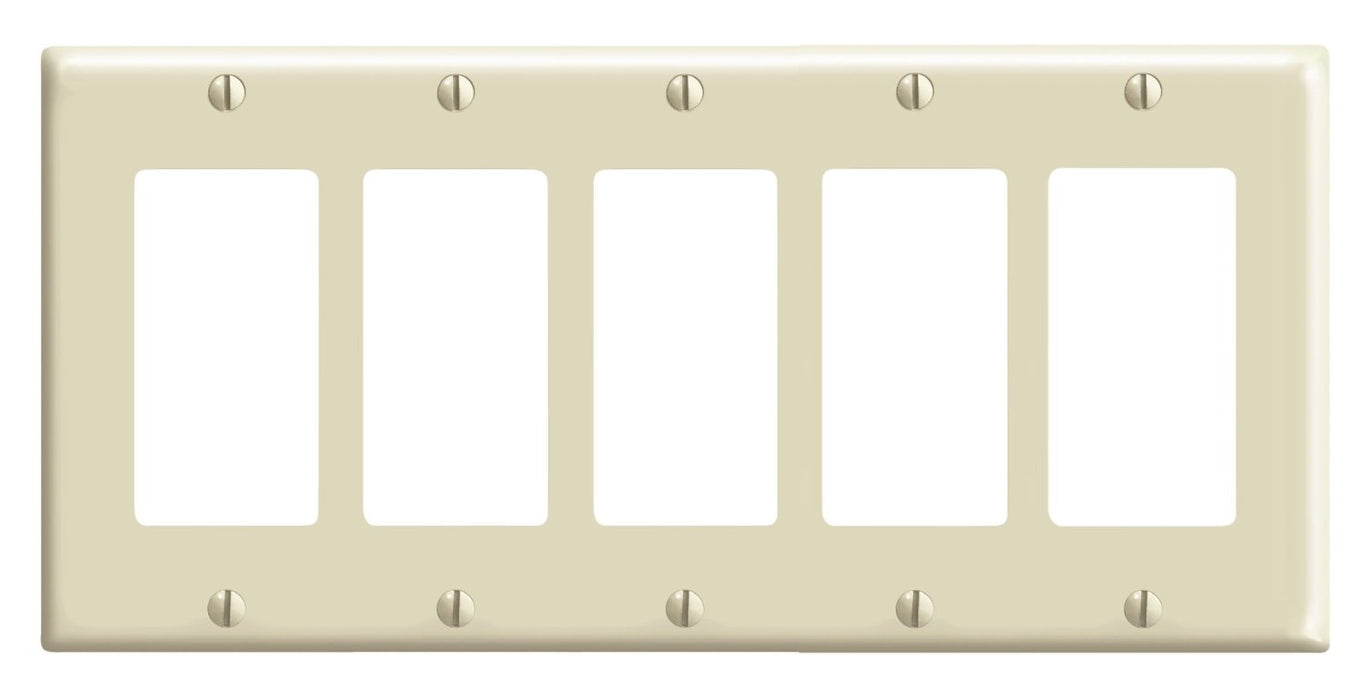 Leviton Electrical Wall Plate, Decora, 5-Gang - Ivory
