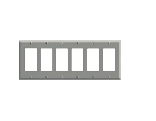 Leviton Electrical Wall Plate, Decora, 6-Gang - Gray