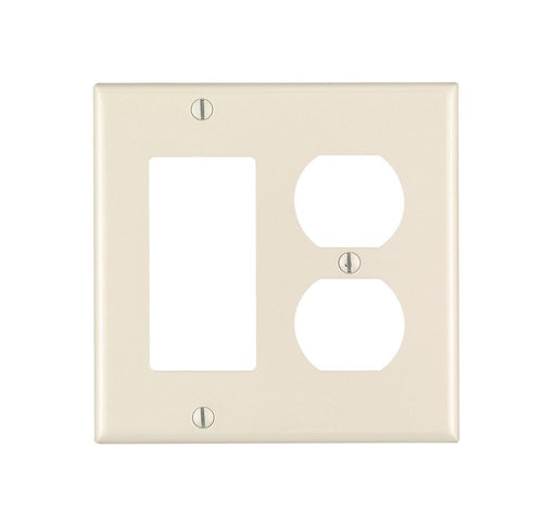 Leviton Electrical Wall Plate, Combination, 1-Decora & 1-Duplex Receptacle, 2-Gang - Light Almond
