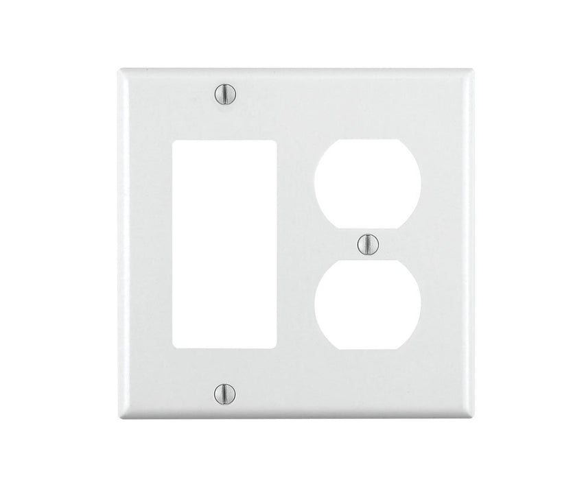 Leviton Electrical Wall Plate, Combination, 1-Decora & 1-Duplex Receptacle, 2-Gang - White