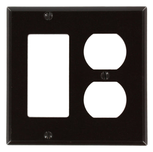 Leviton Electrical Wall Plate, Combination, 1-Decora & 1-Duplex, 2-Gang - Brown