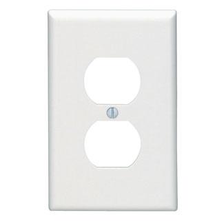 Leviton Duplex Wall Plate, 1-Gang, Thermoset, White, Midway      