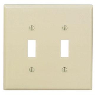 Leviton Toggle Wall Plate, 2-Gang, Thermoset, Ivory, Midway      