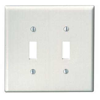 Leviton Toggle Wall Plate, 2-Gang, Thermoset, White, Midway      