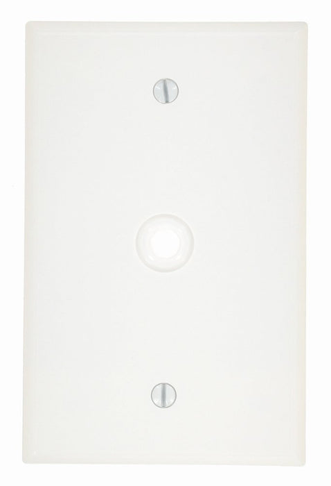 Leviton Phone Wall Plate, 1-Gang, 312" Hole, Thermoset, White, Midway    