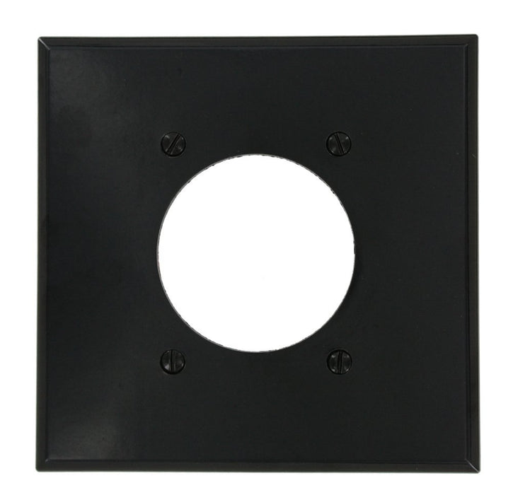 Leviton Power Outlet Wall Plate, 2-Gang, -1 215" Hole, Thermoset, Black   