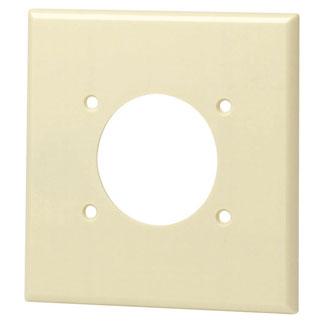 Leviton Power Outlet Wall Plate, 2-Gang, -1 215" Hole, Thermoset, Ivory   