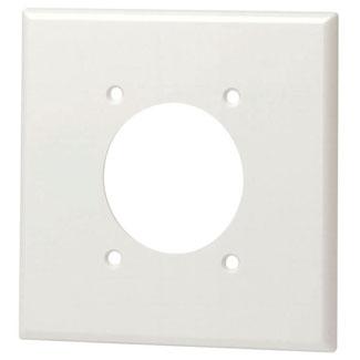 Leviton Power Outlet Wall Plate, 2-Gang, -1 215" Hole, Thermoset, White   