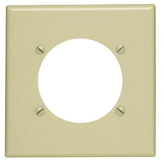 Leviton Power Outlet Wall Plate, 2-Gang, -1 2465" Hole, Thermoset, Ivory   
