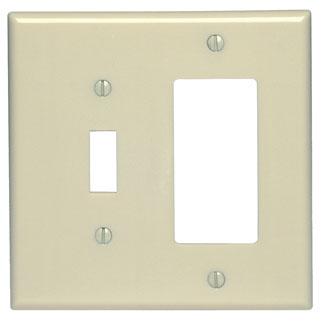 Leviton Comb Wall Plate, 2-Gang, Toggle/Decora, Thermoset, Ivory, Midway     