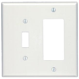 Leviton Comb Wall Plate, 2-Gang, Toggle/Decora, Thermoset, White, Midway     