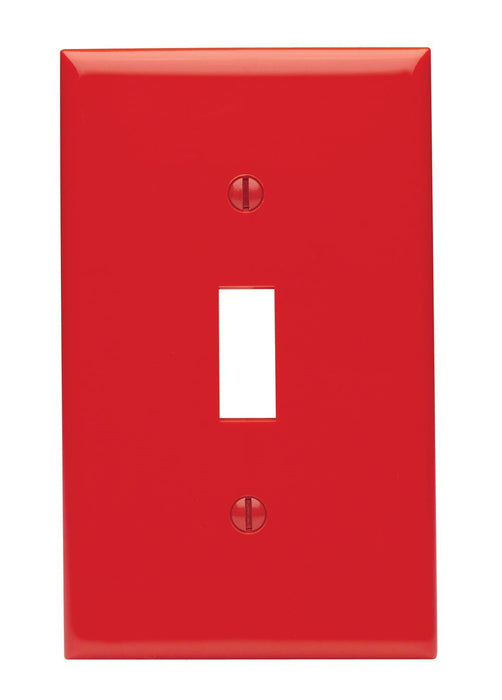 Leviton Toggle Wall Plate, 1-Gang, Nylon, Red, Standard      
