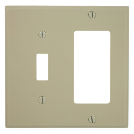 Leviton Comb Wall Plate, 2-Gang, Toggle/Decora, Nylon, Ivory, Standard     