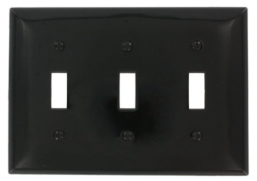 Leviton Toggle Wall Plate, 3-Gang Nylon Standard - Black  