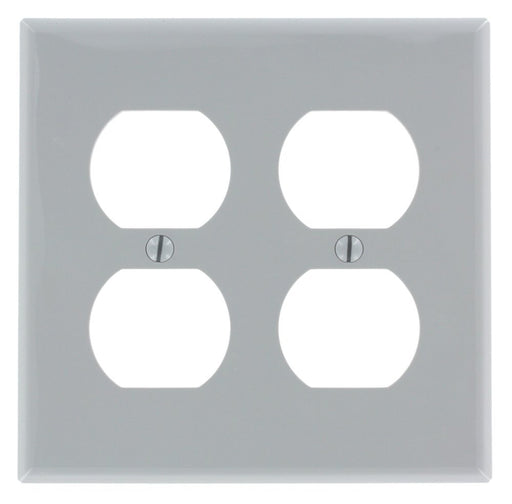Leviton Duplex Wall Plate, 2-Gang, Nylon, Gray, Standard      