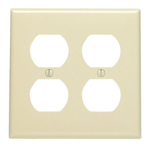 Leviton Duplex Wall Plate, 2-Gang, Nylon, Ivory, Standard      