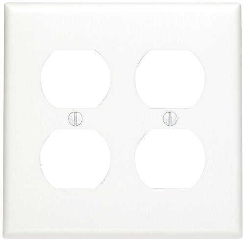 Leviton Duplex Wall Plate, 2-Gang, Nylon, White, Standard      