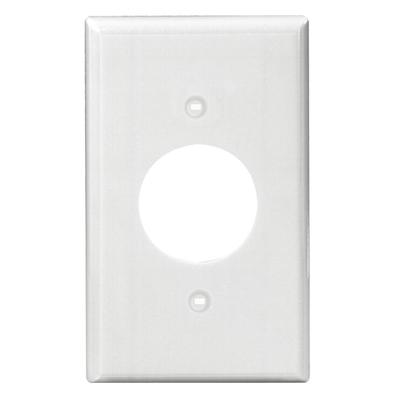 Leviton Power Outlet Wall Plate, 1-Gang, 160" Hole, Nylon, White, Standard   