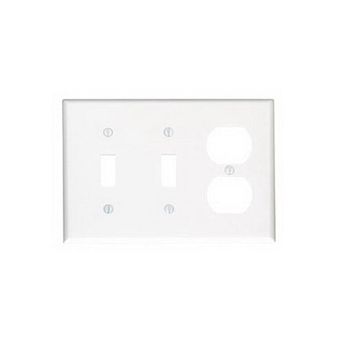 Leviton Comb Wall Plate, 3-Gang, -2 Toggle, -1 Duplex, Nylon, White   
