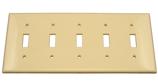 Leviton Toggle Wall Plate, 5-Gang, Nylon, Ivory, Standard      
