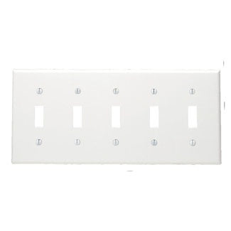Leviton Toggle Wall Plate, 5-Gang, Nylon, White, Standard      