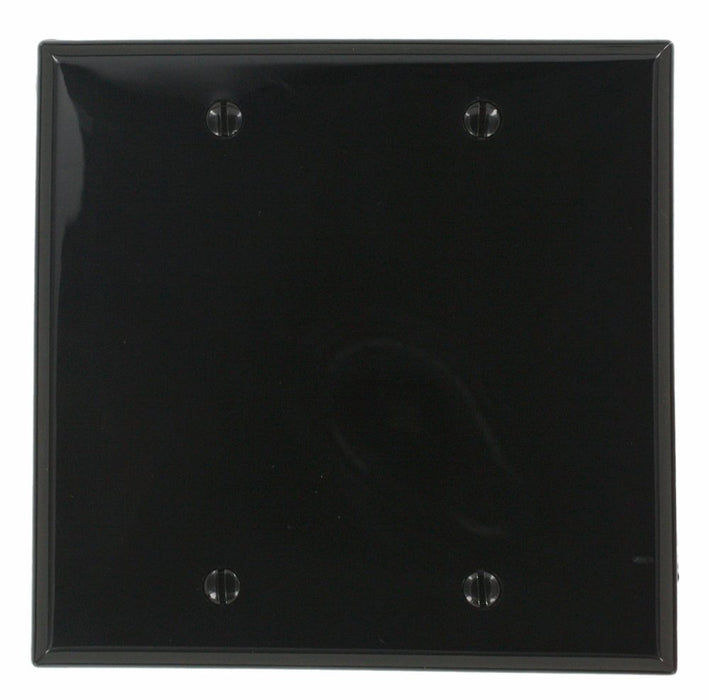 Leviton Blank Wall Plate, 2-Gang, Nylon, Black, Standard, Box Mount    