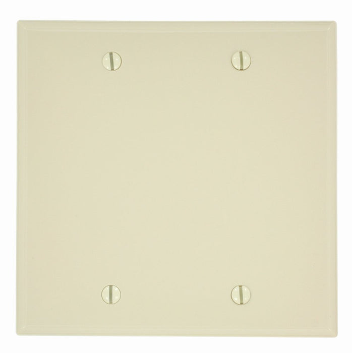 Leviton Blank Wall Plate, 2-Gang, Nylon, Ivory, Standard, Box Mount    