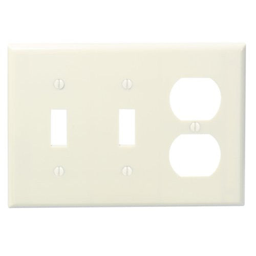 Leviton Electrical Wall Plate, Combination, 2-Toggle & 1-Duplex, 3-Gang - Almond